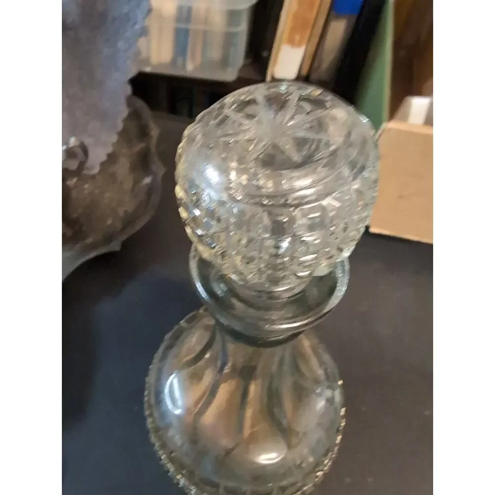 Gales of Sheffield England Vintage Silver Plate Crystal Glass Decanter Bottle